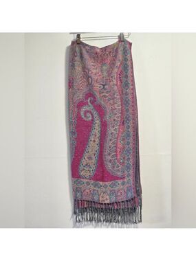 pashmina 100%  Multicolor Paisley Fringe Scarf